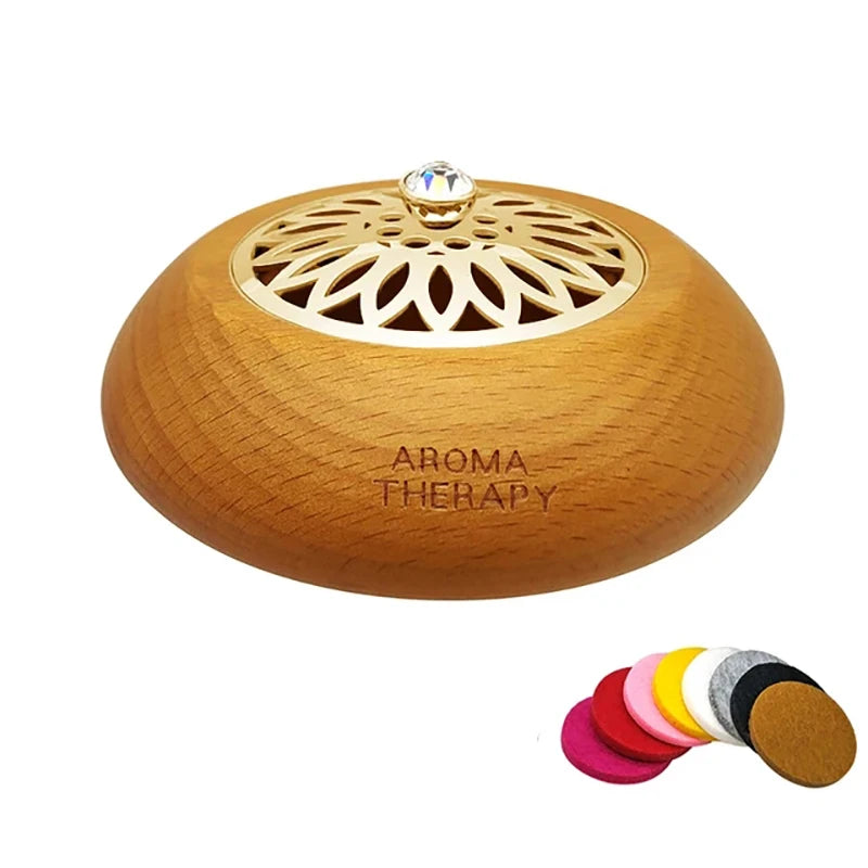 Essential Oil Aromatherapy Diffuser Wooden Stainless Steel Cover Aroma Eco-Friendly Fragrance Diffused Wood Refreshing