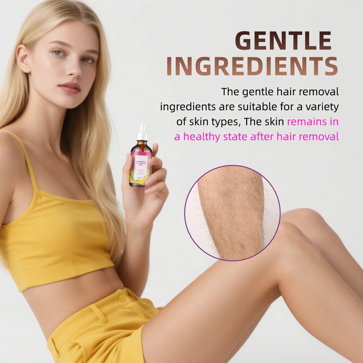 Botanical Hair Minimizing Body Oil 60ml - Jojoba & Almond Blend Gently Slows Hair Growth & Smooths All Skin Types.