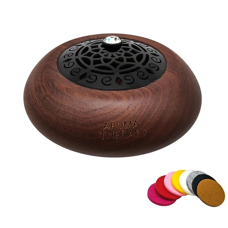 Essential Oil Aromatherapy Diffuser Wooden Stainless Steel Cover Aroma Eco-Friendly Fragrance Diffused Wood Refreshing