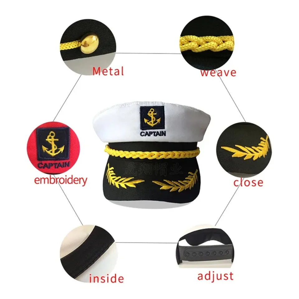 Adult Yacht Sailor Captain Hat Adjustable Men's and Women's Party Hat Makeup Ball Dressing Event Excellent Stylish Accessories