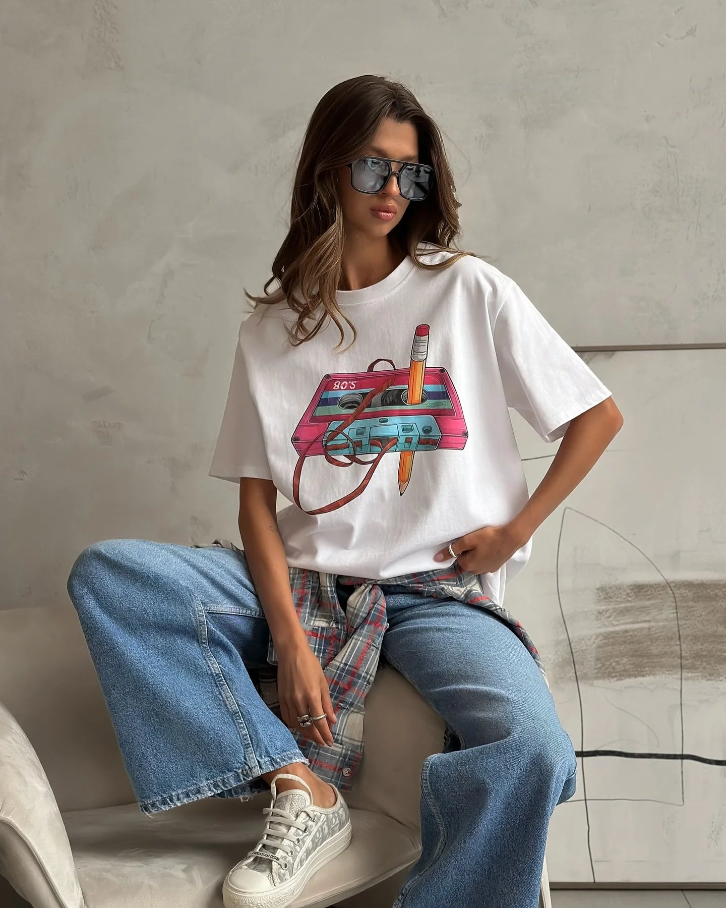 Sumuyoo 100% Cotton Women's Fashionable Printed T-shirt Casual Vintage Short-sleeve Printing T Shirts Fashion Hip Hop Loose Top