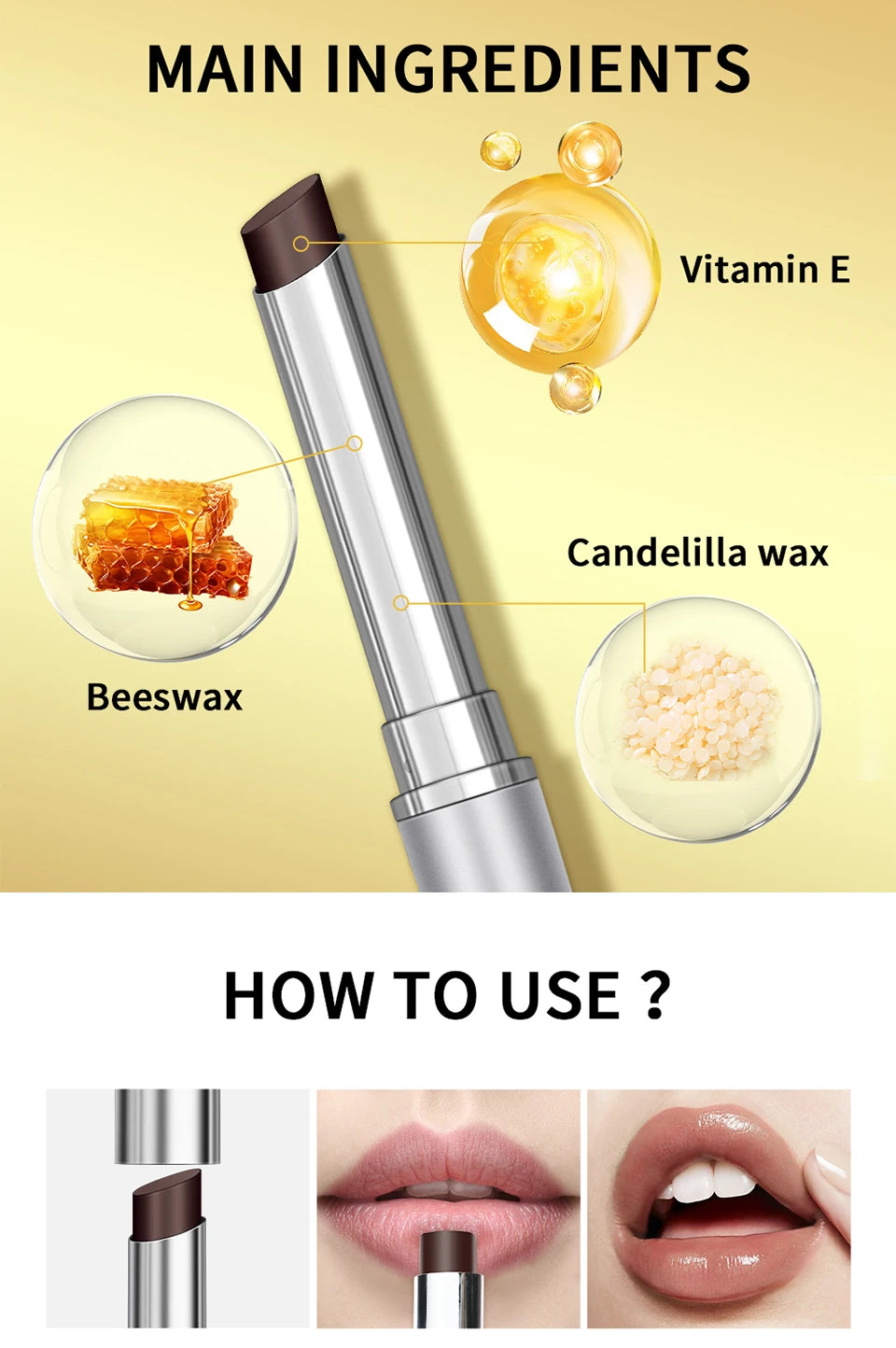 Black Honey Lip Balm-Nourishing and Moisturizing Vitamin E Lip Balm,Winter Lip Care for All Skin Types Makeup Lip Care Cosmetics