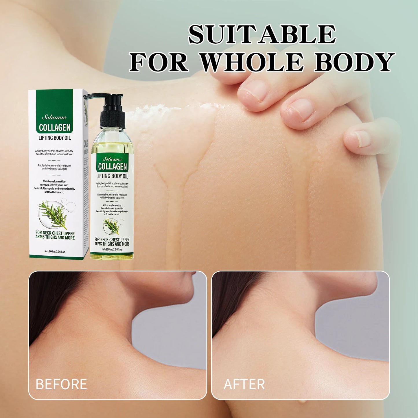 Collagen Lifting Body Oil, Hydrating & Firming Dry Oil, Lightweight Fast-Absorbing, after Shower Moisturizing Oil for Women & Men