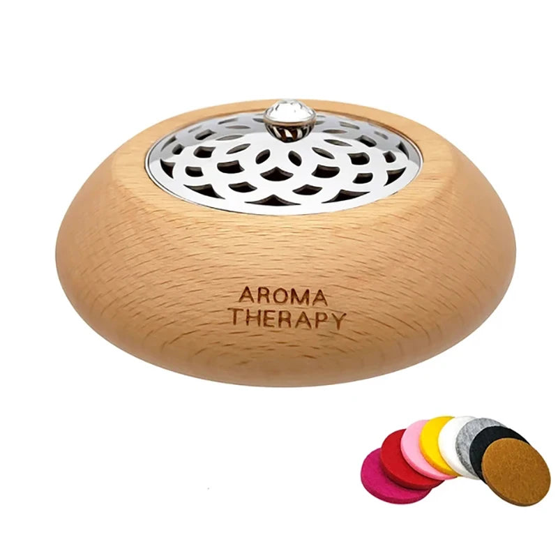 Essential Oil Aromatherapy Diffuser Wooden Stainless Steel Cover Aroma Eco-Friendly Fragrance Diffused Wood Refreshing