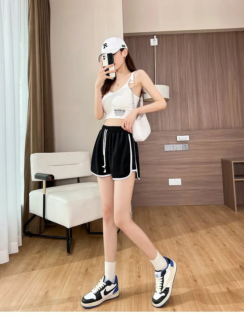 Elastic Shorts for Women Loose Fitting Quick Drying Summer Thin Running Fitness Leisure and Anti External Wear Instagram