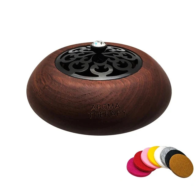 Essential Oil Aromatherapy Diffuser Wooden Stainless Steel Cover Aroma Eco-Friendly Fragrance Diffused Wood Refreshing