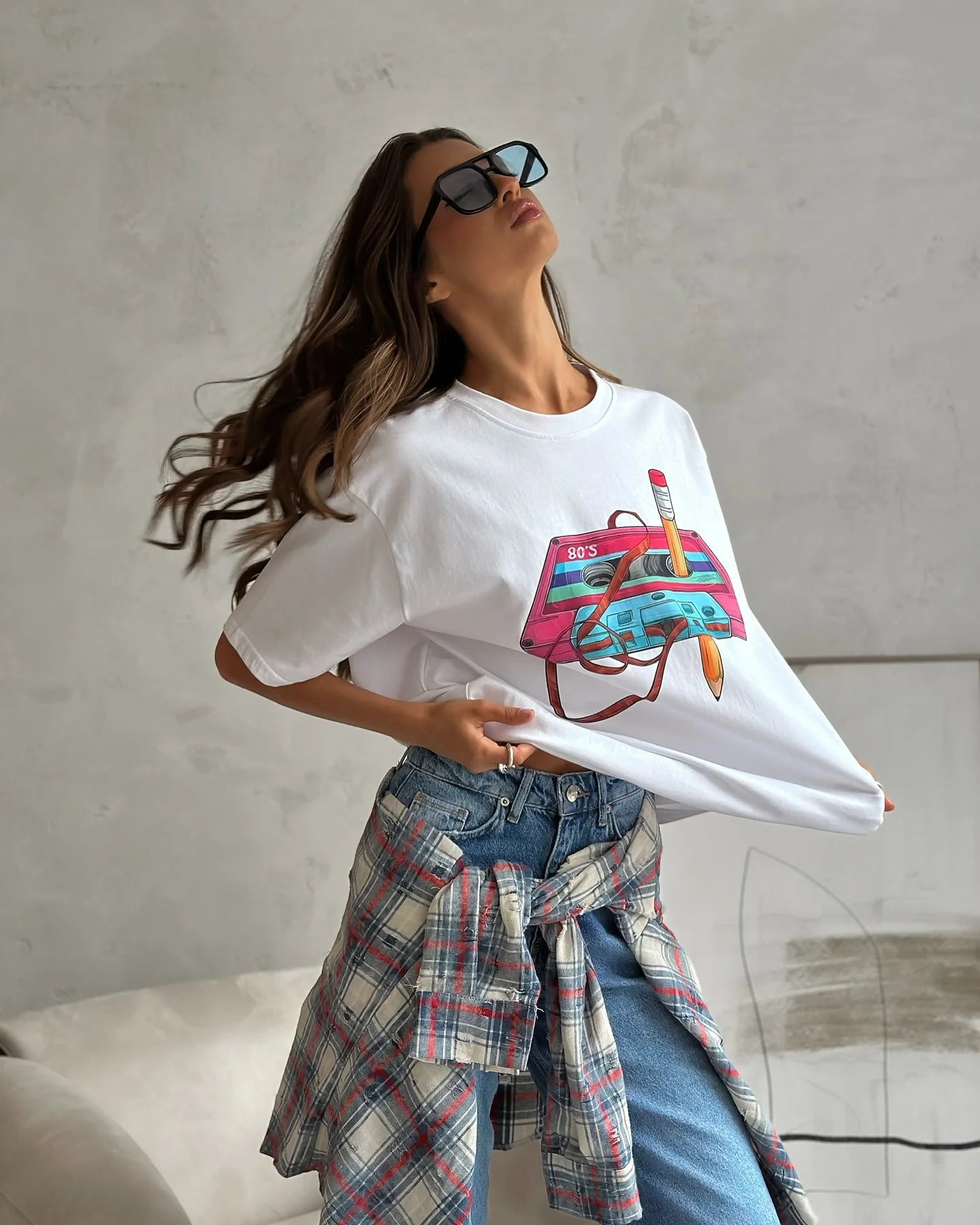 Sumuyoo 100% Cotton Women's Fashionable Printed T-shirt Casual Vintage Short-sleeve Printing T Shirts Fashion Hip Hop Loose Top