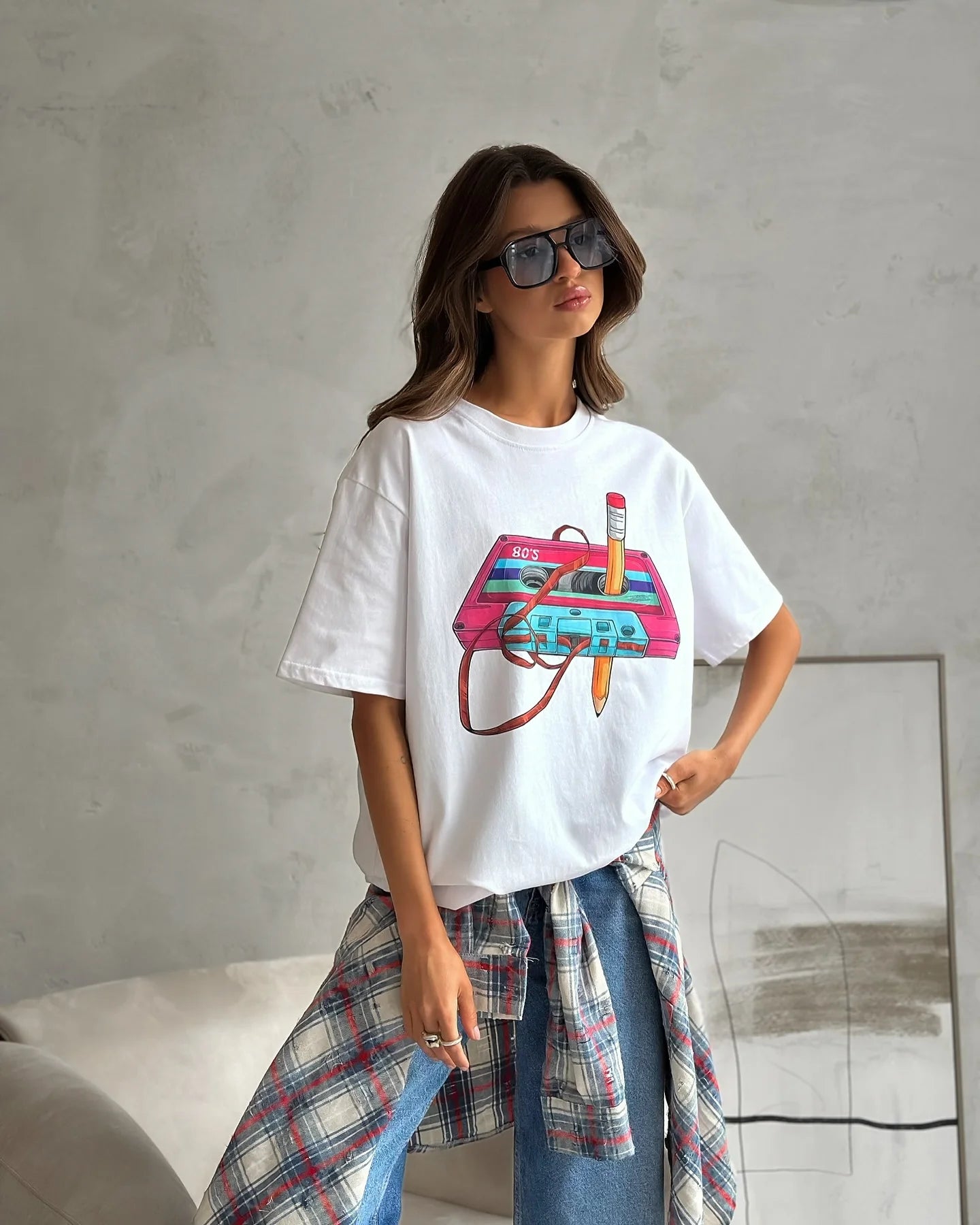 Sumuyoo 100% Cotton Women's Fashionable Printed T-shirt Casual Vintage Short-sleeve Printing T Shirts Fashion Hip Hop Loose Top