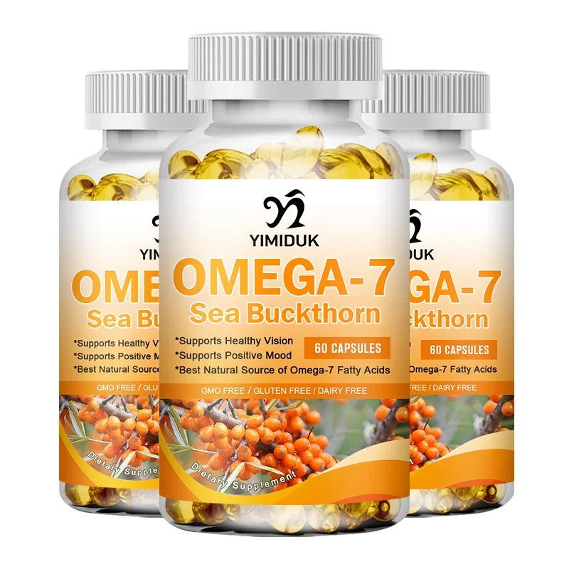 Organic Sea Buckthorn Oil, Omega-7 Complete Softgels, 120 Count, with Omega 3, 6 & 9, Supports Hair, Skin & Nail Health