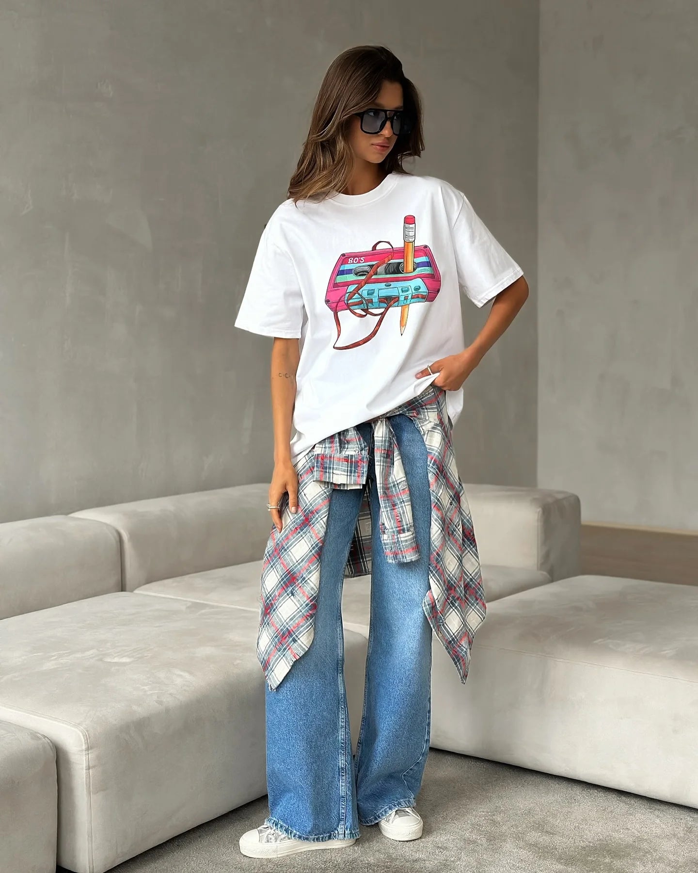 Sumuyoo 100% Cotton Women's Fashionable Printed T-shirt Casual Vintage Short-sleeve Printing T Shirts Fashion Hip Hop Loose Top
