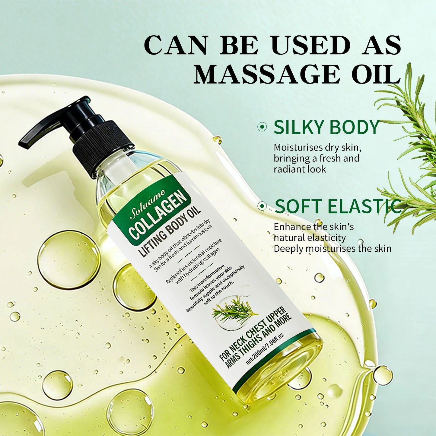 Collagen Lifting Body Oil, Hydrating & Firming Dry Oil, Lightweight Fast-Absorbing, after Shower Moisturizing Oil for Women & Men