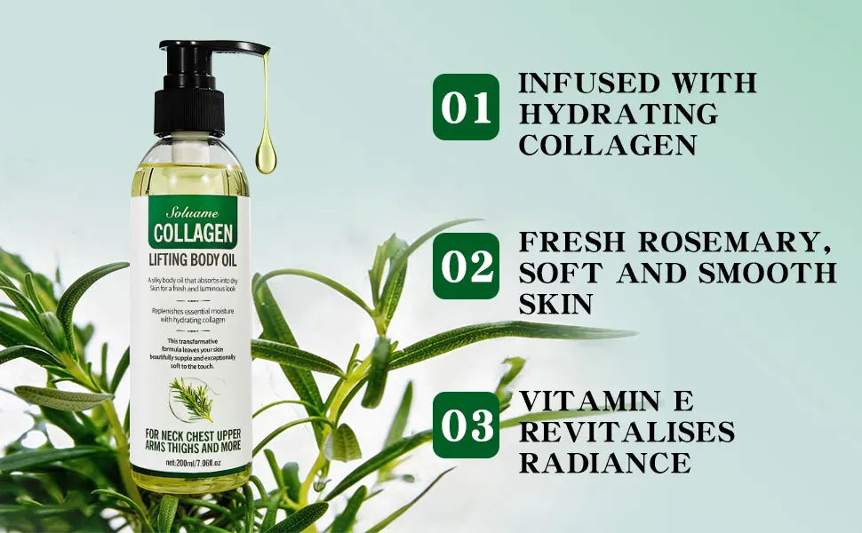 Collagen Lifting Body Oil, Hydrating & Firming Dry Oil, Lightweight Fast-Absorbing, after Shower Moisturizing Oil for Women & Men