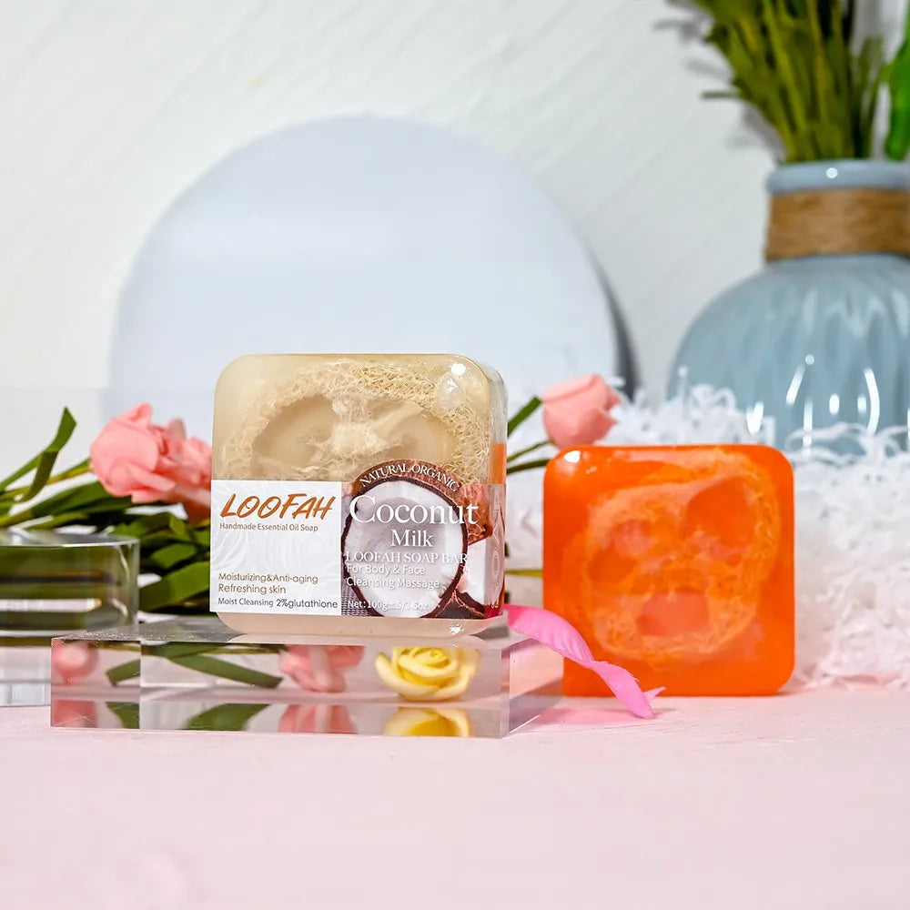 Loofah Turmeric Essential Oil Soap Gentle Rubbing And Physical Exfoliation, Cleansing And Bathing Soap
