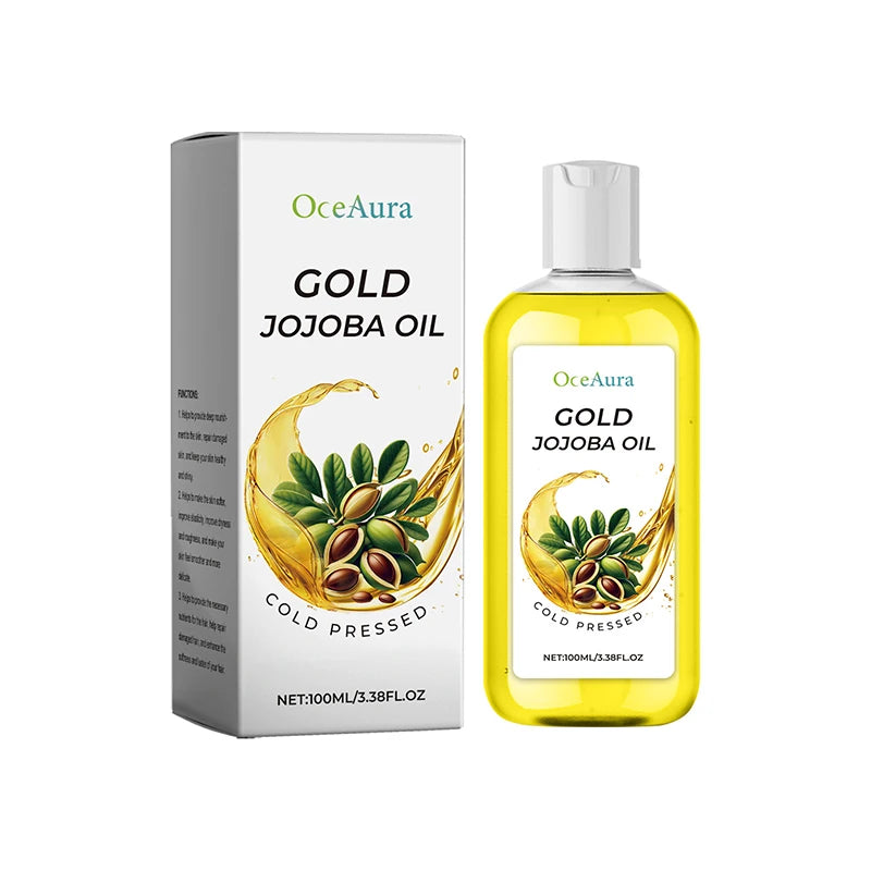 Gold Jojoba Body Face & Hair Care Essential Oil,Soft Smooth Skin Moisturizing Massage,Hair Scalp Hydrating Nourishing Essence