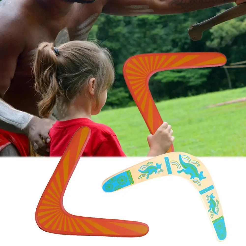 Wooden Boomerang Sports Throwback V Shaped Boomerang Flying Disc Throw Outdoor Game Toys for Kids Adult Interactive Playing Prop