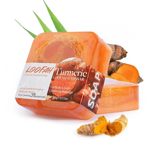 Loofah Turmeric Essential Oil Soap Gentle Rubbing And Physical Exfoliation, Cleansing And Bathing Soap
