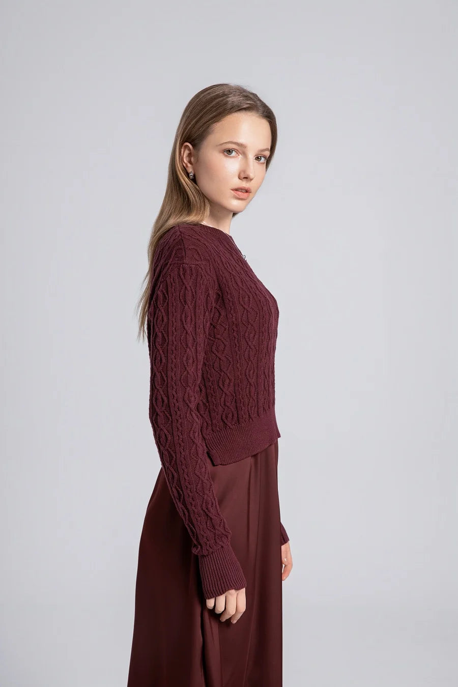 Sale AS 2024 winter design woman clothing Cable knitted Tops + Satin Dress ( Ship out in 1 day)