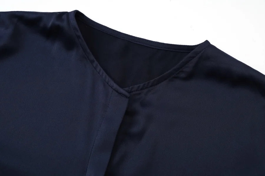AS 2025 light matte satin dress + Jersey modal sleeve super comfortable woman dress