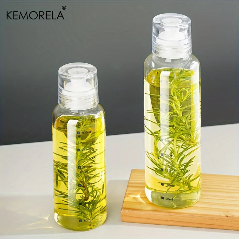 1PCS BBQ Cooking Oil Bottle With Scale Sealing Glass Oil Can For Air Fryer Sauce Vinegar Cooking Kitchen Supplies 300/450/600ML