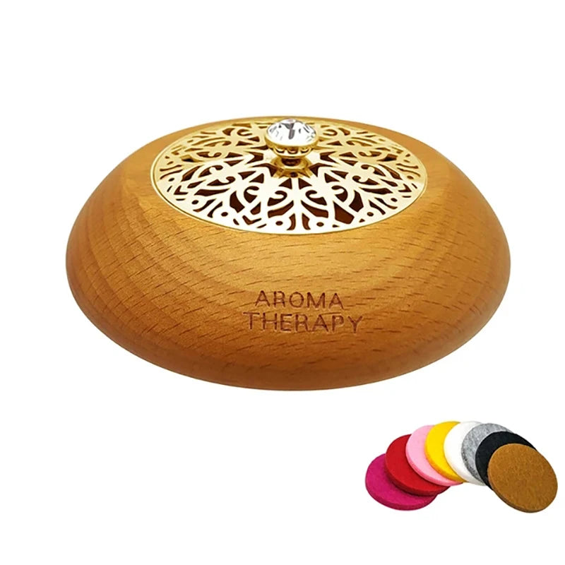 Essential Oil Aromatherapy Diffuser Wooden Stainless Steel Cover Aroma Eco-Friendly Fragrance Diffused Wood Refreshing