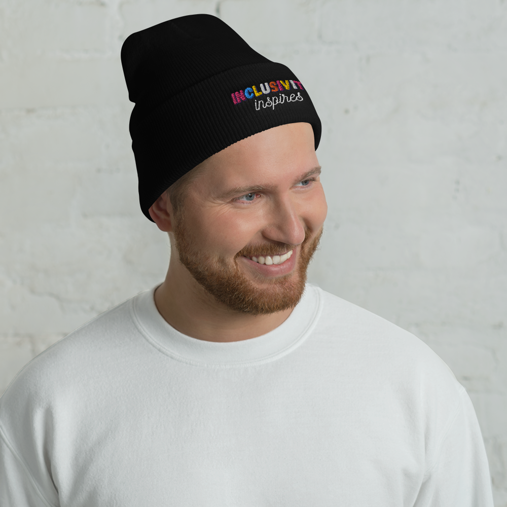Cuffed Beanie || Inclusivity Inspires || Brand Slogan || One Size Fit image 1