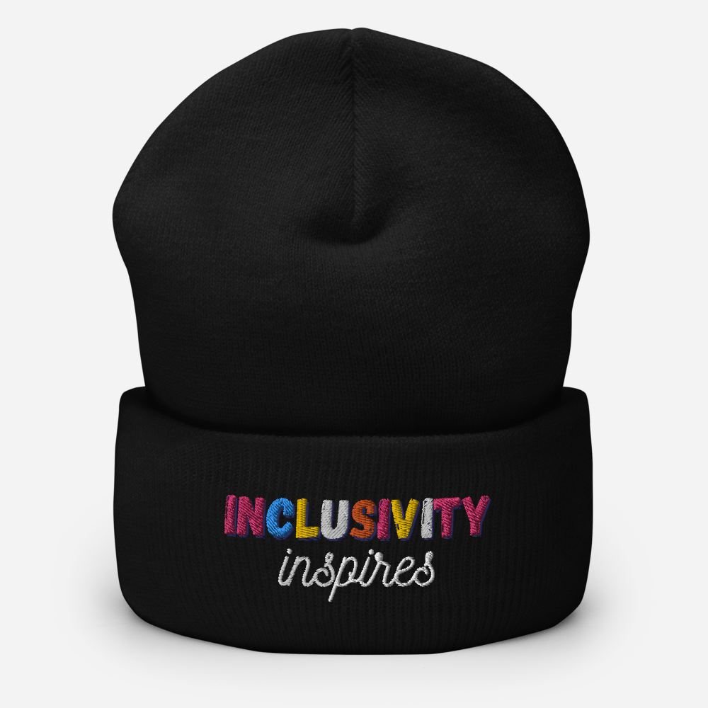 Cuffed Beanie || Inclusivity Inspires || Brand Slogan || One Size Fit image 3